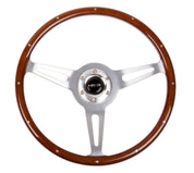 NRG Classic Wood Grain Steering Wheel (365mm) Wood w/Metal Inserts & Brushed Alum. 3-Spoke Center