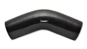 Vibrant 4 Ply Reinforced Silicone Elbow Connector - 5in ID x 4in Leg 45 Deg Elbow (BLACK)
