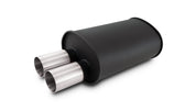 Vibrant Streetpower Flat Blk Muffler 9.5x6.75x15in Body Inlet ID 3in Tip OD 3in w/Dual Straight Tips