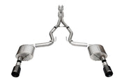 Corsa 24+ Ford MustangGT Xtreme Cat-Back Ex.Sys 3.0in Dual Rear Exit w/4.5in Blk PVD StraightCut Tip