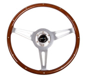 NRG Classic Wood Grain Steering Wheel (365mm) Wood w/Metal Inserts & Brushed Alum. 3-Spoke Center