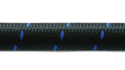 Vibrant -12 AN Two-Tone Black/Blue Nylon Braided Flex Hose (5 foot roll)