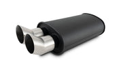 Vibrant Flat Blk Muffler 9x5x15in Body 3in Inlet ID 3in Tip OD w/Dual DTM Cut Tips