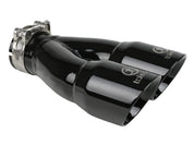 aFe Takeda 2.5in 304 Stainless Steel Clamp-on Exhaust Tip 2.5in Inlet 3in Dual Outlet - Black