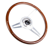 NRG Classic Wood Grain Steering Wheel (365mm) Wood w/Metal Inserts & Brushed Alum. 3-Spoke Center