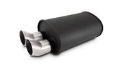 Vibrant Streetpower Flat Blk Muffler 9.5x6.75x15in Body 2.5in Inlet ID 3in Tip OD w/Dual DTM Tips
