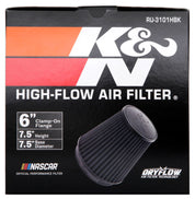 K&N Universal Rubber Filter Round Tapered 6in Flange ID x 7.5in Base OD x 5.25in Top OD x 8in Height