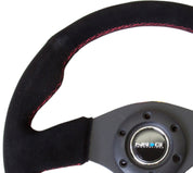 NRG Reinforced Steering Wheel (320mm) Suede w/Red Stitch