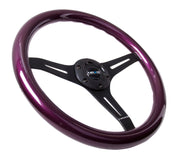 NRG Classic Wood Grain Steering Wheel (350mm) Purple Pearl/Flake Paint w/Black 3-Spoke Center