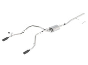 Borla 14 Sierra 1500 C/B S-Type Exhaust/2.75in Into Dual 2.25in Out 4in Split Rear Exit-Black Chrome