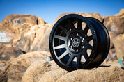 ICON Compression 18x9 6x5.5 0mm Offset 5in BS 106.1mm Bore Double Black Wheel