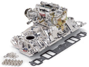 Edelbrock Manifold And Carb Kit Performer Eps Small Block Chevrolet 1957-1986 Natural Finish