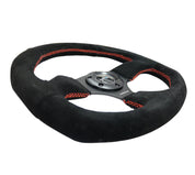 NRG Reinforced Steering Wheel (320mm Horizontal / 330mm Vertical) Suede w/Red Stitch