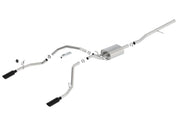 Borla 14 Sierra 1500 C/B S-Type Exhaust/2.75in Into Dual 2.25in Out 4in Split Rear Exit-Black Chrome