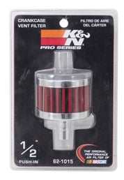 K&N Steel Base Chrome Top Crankcase Vent Filter 1/2in. Vent / 2in. OD / 1-1/2in. Height