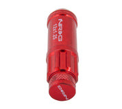 NRG 700 Series M12 X 1.25 Steel Lug Nut w/Dust Cap Cover Set 21 Pc w/Locks & Lock Socket - Red