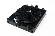 CSF Universal Half Radiator w/-16AN & Slip-On Fittings/12in SPAL Fan & Shroud - Black Finish