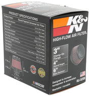 K&N Universal Round Clamp-On Air Filter 3in Flange ID x 6in Base OD x 4.625in Top OD x 3in Height