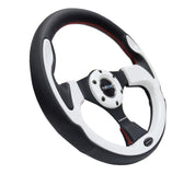 NRG Reinforced Steering Wheel (320mm) Blk w/White Trim & 4mm 3-Spoke