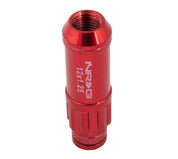 NRG 700 Series M12 X 1.25 Steel Lug Nut w/Dust Cap Cover Set 21 Pc w/Locks & Lock Socket - Red