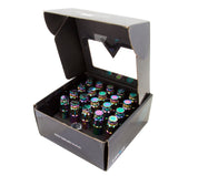 NRG 700 Series M12 X 1.5 Steel Lug Nut w/Dust Cap Cover Set 21 Pc w/Locks & Lock Socket - Neochrome