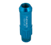 NRG 700 Series M12 X 1.25 Steel Lug Nut w/Dust Cap Cover Set 21 Pc w/Locks & Lock Socket - Blue