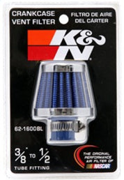 K&N 2in Base OD x .375in Flange ID x 1.75in H Rubber Base Crankcase Vent Filter - Blue