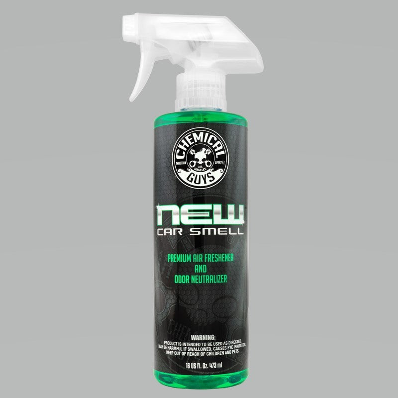 Chemical Guys New Car Smell Air Freshener & Odor Eliminator - 16oz – Hobby  Shop Garage