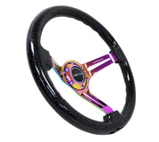 NRG Reinforced Steering Wheel (350mm / 3in. Deep) Blk Multi Color Flake w/ Neochrome Center Mark