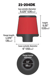 AEM 3.5 in Short Neck 5 in Element Filter