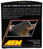 AEM Brute Force Dryflow Air Filter - Conical 6in Base OD / 5.125in Top OD / 5.25in Height