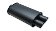 Vibrant StreetPower FLAT BLACK Oval Muffler with Dual 3in Outlet - 3in inlet I.D.