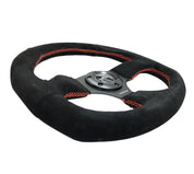 NRG Reinforced Steering Wheel (320mm Horizontal / 330mm Vertical) Suede w/Red Stitch